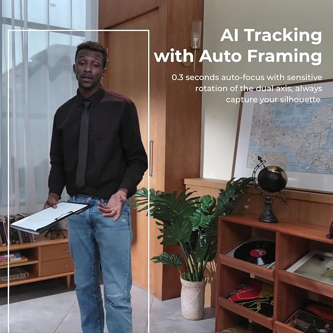 OBSBOT Tiny PTZ 4K Webcam, AI Powered Framing & Autofocus, 4K Video Conference Camera with Dual Omni-Directional Microphones, Auto tracking with 2 axis gimbal,HDR,60 FPS,Low-Light Correction,Streaming-DeskLoop Office