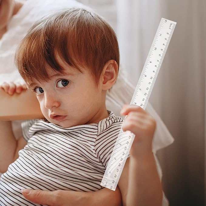 Koogel 40 PCS Plastic Straight Rulers, Plastic Measuring Tool, 12 Inch Shatterproof Clear Ruler Bulk for Classroom with Centimeters and Inches for Student, Kids, School, Office, Home-DeskLoop Office