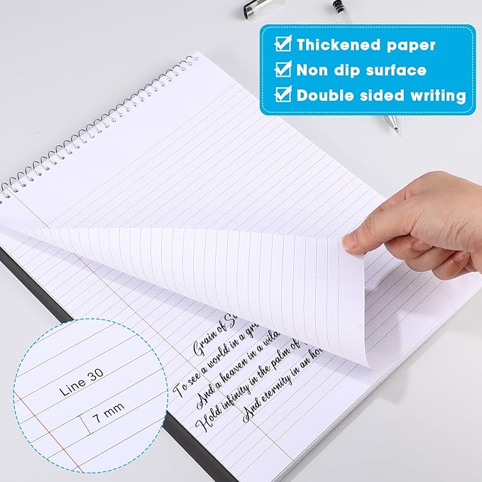 Faccito 12 Pack Top Steno Spiral Notebooks Bulk Top Bound Steno Pads Spiral Book11 x 8-1/2" 100 Sheets College Ruled Paper Notebooks for Office School University Work Supplies (Assorted Colors)-DeskLoop Office