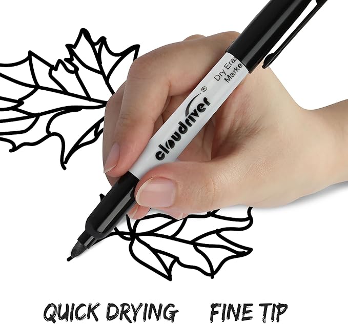 cloudriver Dry Erase Markers 128 Pack, Black Whiteboard Markers, Fine Tip, Low Odor, Bulk Dry Erase Marker For Office, home and School Supplies-DeskLoop Office
