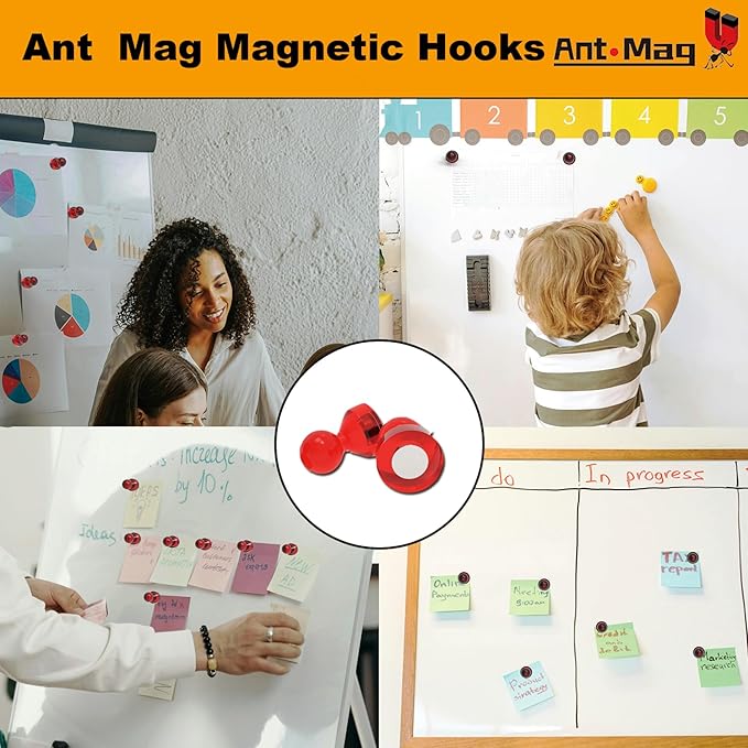Ant Mag Magnetic Push Pins 48pcs Strong Whtieboard Pins Magnets Perfect Use for Map Fridge Kitchen Home Office Classroom-DeskLoop Office