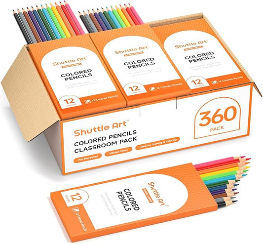 Shuttle Art 360 PCS Colored Pencils Bulk, 12 Assorted Colors, Pack of 30, Break-resistant, Pre-sharpened Colored Pencils for Kids, Bulk Pack School Supplies for Teachers & Students-DeskLoop Office