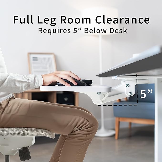 VIVO Adjustable 25 x 10 inch Computer Keyboard and Mouse Platform Tray Ergonomic Under Table Desk Mount Drawer Underdesk Shelf, White, MOUNT-KB03W-DeskLoop Office