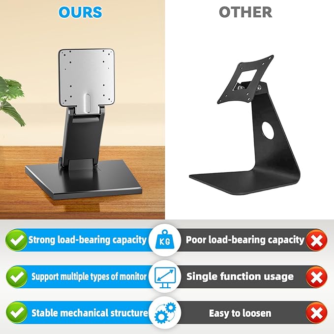 Jakeko Lay Flat Low Profile Monitor Stand - For 14-24" Screens Ergonomic Adjustable Desktop Mount With 100x100mm Compatibility-DeskLoop Office