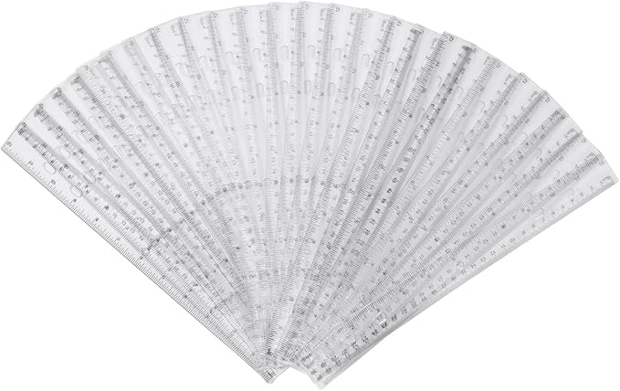 28 Pack Plastic Ruler 12 Inch Transparent Rulers - Metric Bulk for Kids School Office Classroom, Clear-DeskLoop Office