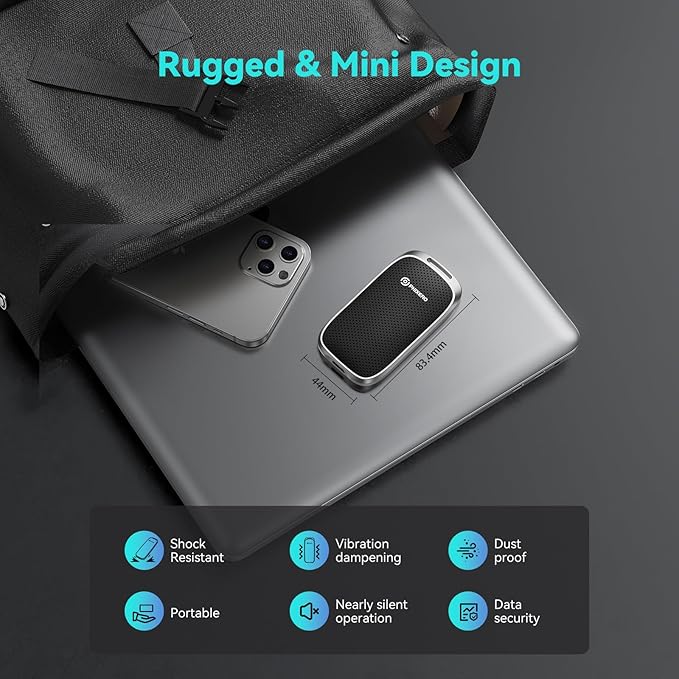 PHIXERO P5 2TB External Portable SSD - 5Gbps USB C External Hard Drive with 2-in-1 Cable for PC, Mac, PS5, Xbox | 5ft Drop Resistance, Free Lanyard, 5-Year Warranty-DeskLoop Office