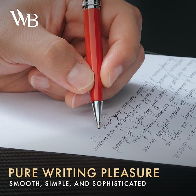 Wordsworth and Black Ballpoint Pen Red Lacquer- Stunning Luxury Pen Chrome Finish, Ink Refill, Best Gift Set for Men & Women, Refillable, Elegant, Nice Pens, Fine Point-DeskLoop Office