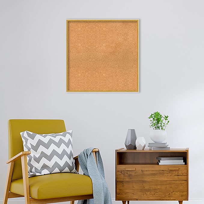 Amanti Art Natural Cork Board for Wall, 27x27 Vision Board with White Frame, Large Corkboard Office Decor for Home Organization, Modern Corkboard Pinboard to Display Items for Home Organization in-DeskLoop Office