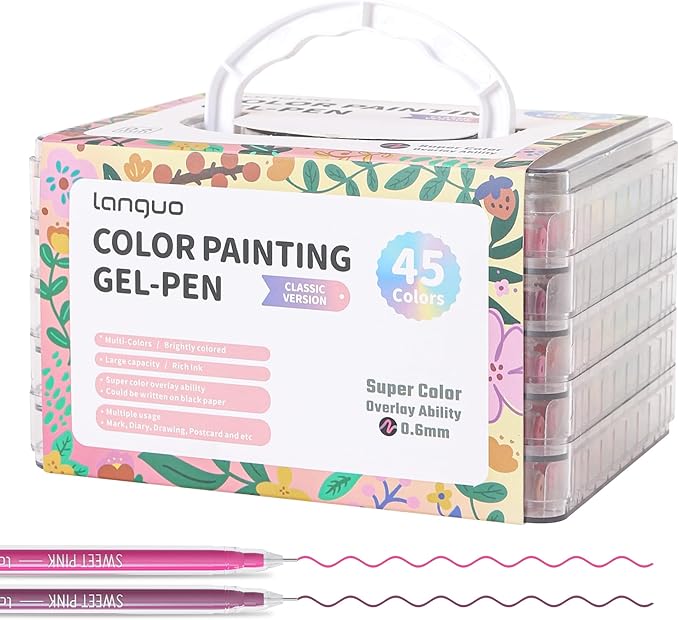 Gel Pens for Adult Coloring Books, 45 Colors Set Gel Colored Pens Marker, Perfect Gel Pens for Adult Drawing Doodling Journaling, Art Supplies and DIY Crafts-DeskLoop Office