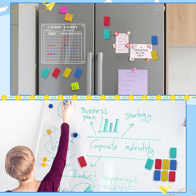 24 pcs Strong Magnetic Whiteboard Eraser - Mini Dry Erase Erasers, Small Chalkboard Cleansers Wiper for Kids Teachers Classroom Must Haves School Supply Home Office, Rectangle-DeskLoop Office