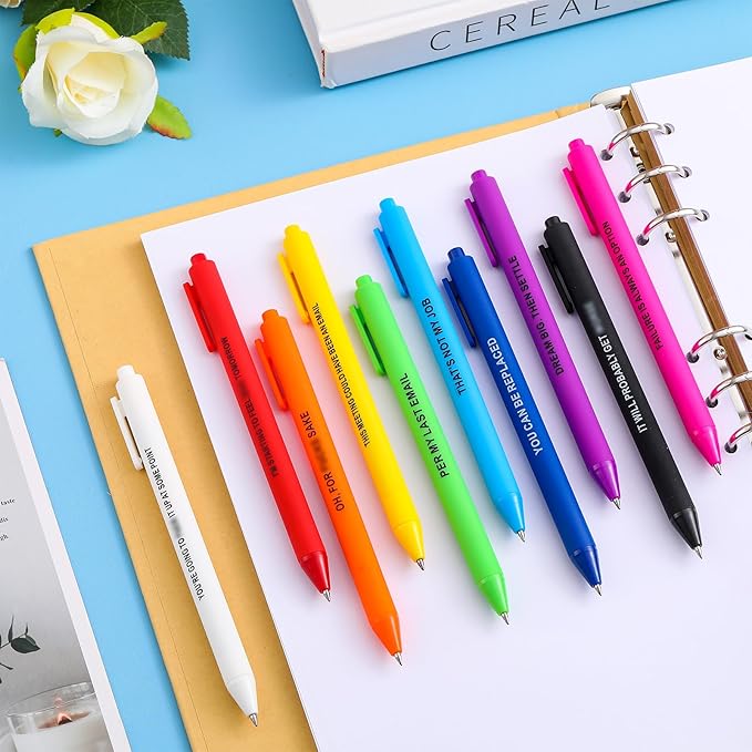 Epakh 50 Pcs Funny Pens Inspirational School Pens Bulk Positive Motivational Quotes on Ballpoint, Black Ink Pen for Adults Back to Schools Gift from Teacher(Motivational,Bright Colors)-DeskLoop Office