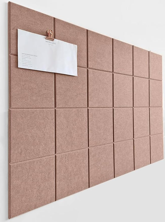 Cork Board 24 x36 Alternative - 6 Pack Felt Wall Tiles with Safe Removable Adhesive Tabs, Cork Boards for Walls Cork Board for Home Office Pin Board Tack Board - Terracotta-DeskLoop Office