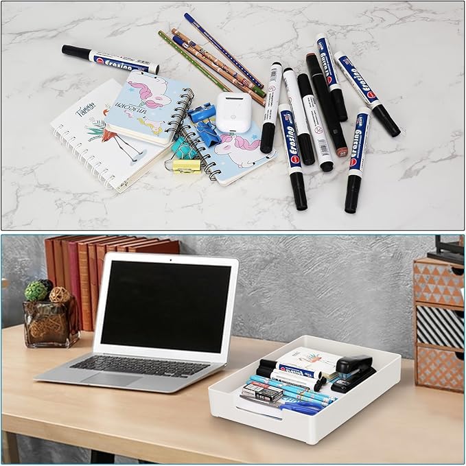 Letter Tray/Paper Tray Organizer for Desk/Stackable Letter Tray Paper Holder File Organizer for Office Supplies School Home Desk Accessories (White) 2Pcs-DeskLoop Office