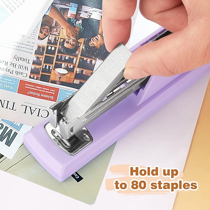 Tamaki Stapler, Office Stapler, Small Staplers for Desk, Purple-DeskLoop Office