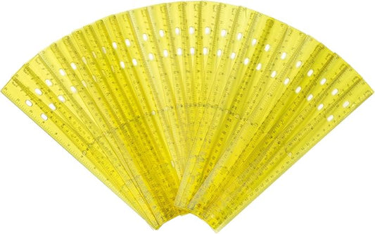 28 Pack Plastic Ruler 12 Inch Transparent Rulers - Metric Bulk for Kids School Office Classroom, Yellow-DeskLoop Office