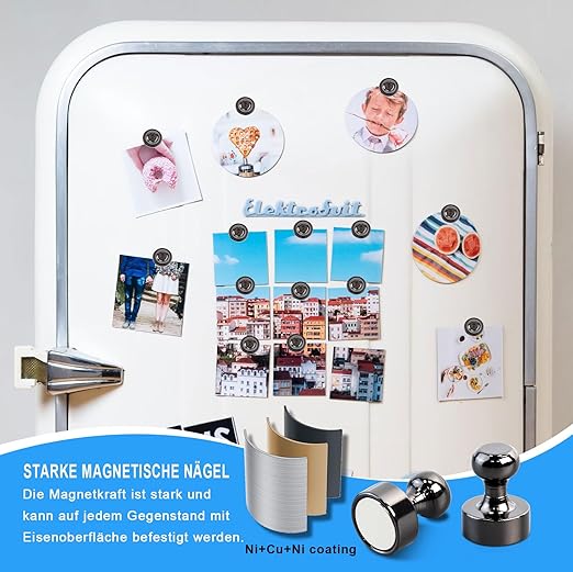 30 Pack Strong Fridge Magnets Refrigerator Magnets for Whiteboard Small Magnets Push Pin Tiny Magnetic Neodymium for Office Classroom Kitchen Home Black-DeskLoop Office