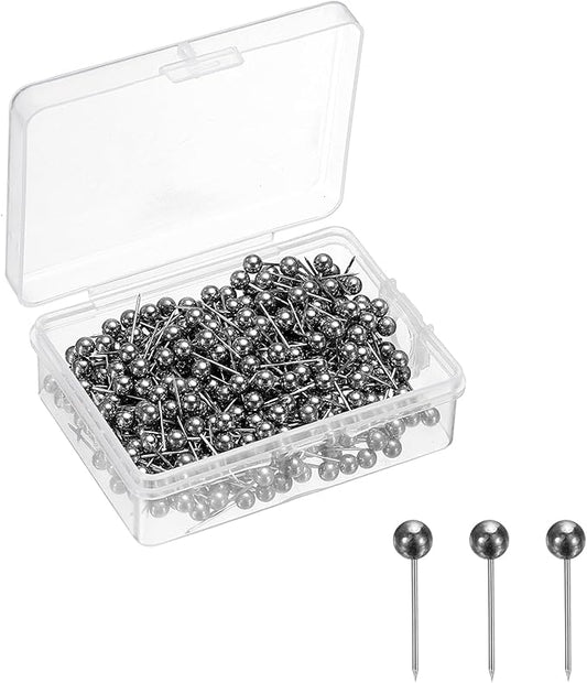 uxcell 400 Pcs Push Pins, Map Thumb Tacks 4mm Round Head Decorative Push Pins for Bulletin Board Home Office Travel Wall DIY Crafts Map Photo, Metallic Black-DeskLoop Office