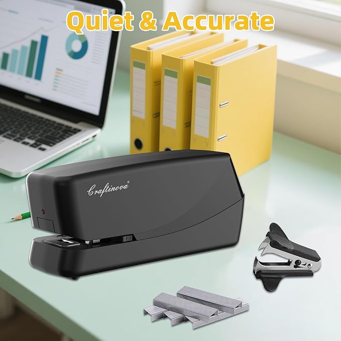 Electric Stapler,Automatic,Inclued 2000 Staples and 1 Staple Remover, Heavy Duty Can Store 210 Staples,AC or Battery Powered Stapler Heavy Duty, 25 Sheet Capacity.-DeskLoop Office