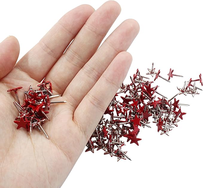 Piutouyar 150 Pcs Star Push Pins, Red Upholstery Tacks Star Shaped Decorative Thumb Tacks Metal Upholstery Pins for Upholstered Furniture Cork Board DIY Projects or Home Decor 11 x 13mm-DeskLoop Office