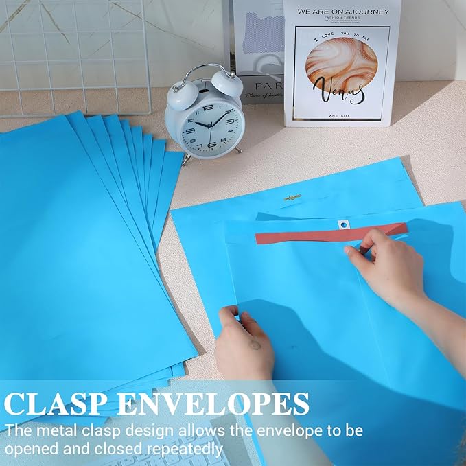 40 Pcs Extra Large Mailing Clasp Envelopes 14 x 18 Inch Jumbo Kraft Catalog Manila Envelope with Clasp Closure for Oversized Big Document Office Home Business School Storing Mailing(Blue)-DeskLoop Office