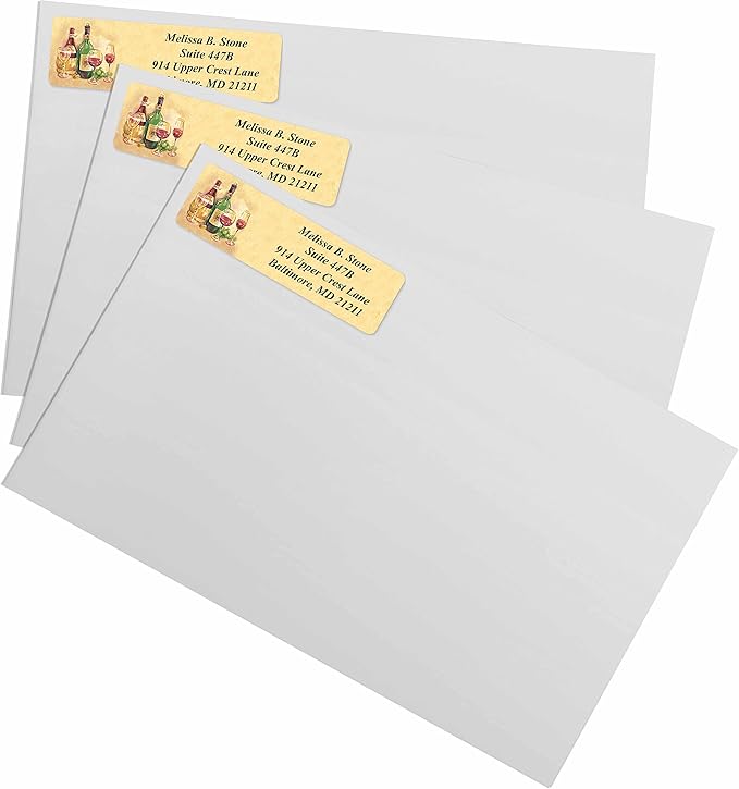 Vintage Wine Designer Rolled Address Labels with Elegant Plastic Dispenser-DeskLoop Office