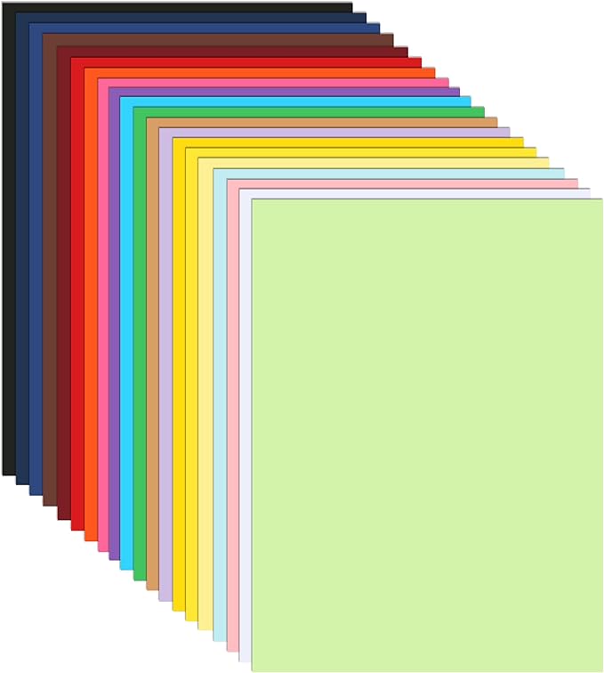 100 Sheets Colored Cardstock 8.5 x 11 Craft Paper, 20 Assorted Colors 75lb Heavyweight Invitation Paper Card Stock for DIY Cards Making, Wedding, School Scrapbooking, Memus, Party Decorations-DeskLoop Office