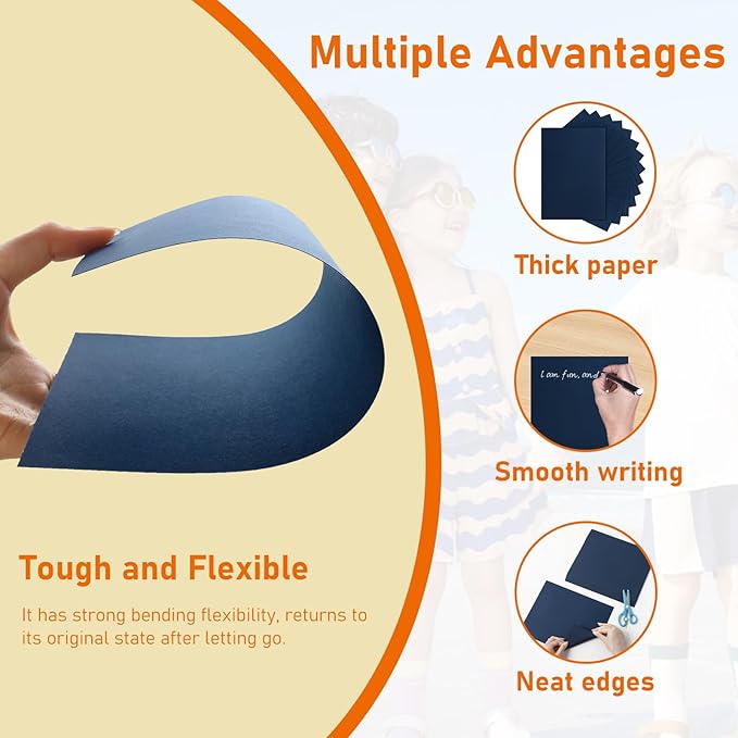 40 Sheets Navy Blue Cardstock 8.5 x 11 Craft Paper, 75lb Heavyweight Construction Paper Card Stock for Wedding Invitations, School Crafting, Memus, Making Cards, Greeting Cards-DeskLoop Office