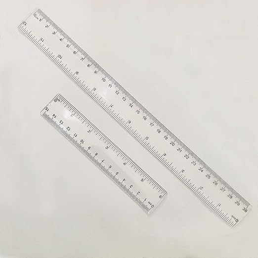 2 Pack Plastic Ruler Straight Ruler Clear See Through Measuring Acrylic Tool for Student School Office with Centimeters and Inches(6 Inch+12 Inch)-DeskLoop Office