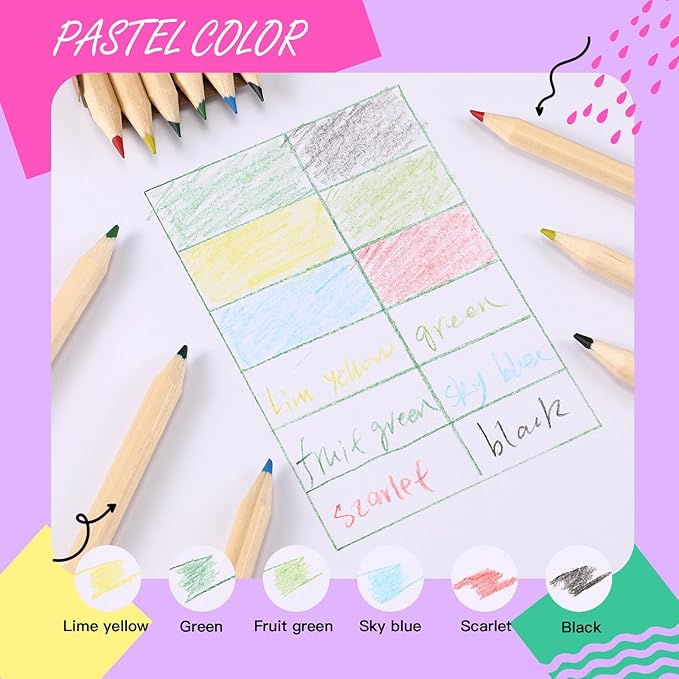 Faccito 600 Packs Mini Drawing Colored Pencils for Kids 3.5 Inch Portable Short Fat 6 Different color Pre Sharpened Pencils in Bulk for Children Painting Classroom School Supplies-DeskLoop Office