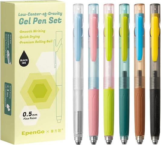 Pens Fine Point Smooth Writing Pens, 0.5mm Black Gel Ink pen, Quick-Dry Retractable with Silicone Grip, 4 Pcs - Morandi Colors for Office, School Supplies & Journaling (6 pcs Colorful)-DeskLoop Office