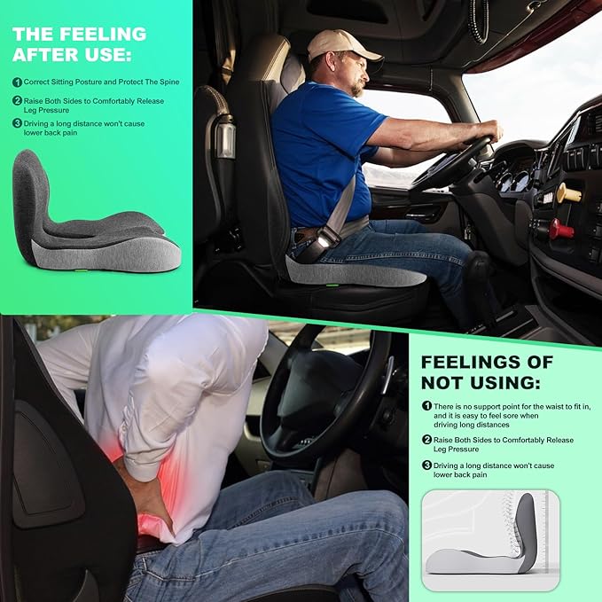 Buttocks Cushion for Office Chair Memory Foam Seat Pad for Butt Support Tailbone Relief Ergonomic Chair Cushion for Home Car Travel or Work (Army Green)-DeskLoop Office