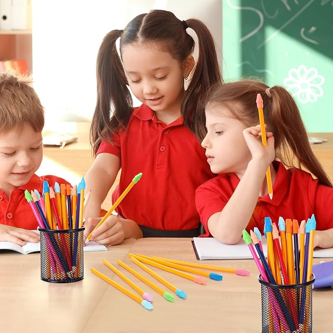 Crtiin 1000 Pcs Pencil Top Erasers Bulk Caps for Pencils Chisel Shape Erasers Toppers Classroom Party Favors Games Prizes Funny Pencil Eraser Cap for Kids Studying Supplies Home Office (Pastel)-DeskLoop Office