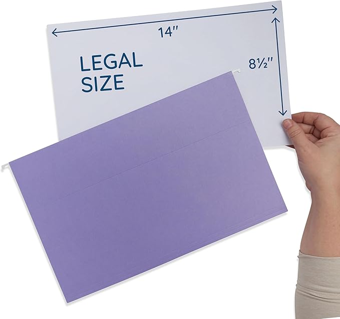 25 Blue Summit Supplies Legal Size Hanging File Folders - Assorted Gem Tone Colors (Turquoise, Teal, Coral, Purple, Magenta), Durable 11pt Paper, Plastic Tabs and Inserts Included-DeskLoop Office