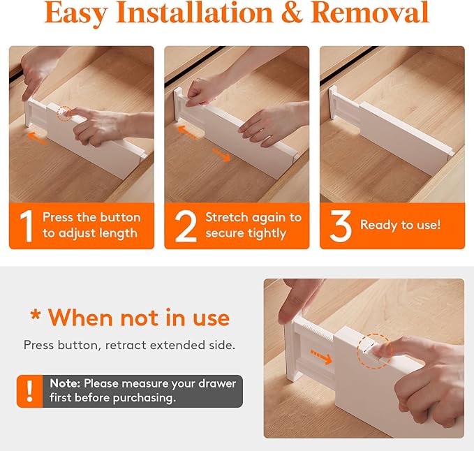 Lifewit 20 Pack Drawer Dividers 4" High, 11-17" Adjustable Dresser Drawer Organizers for Clothes, Expandable Dresser Separators in Bedroom/Bathroom/Kitchen/Vanity/Office Organization and Storage,Beige-DeskLoop Office