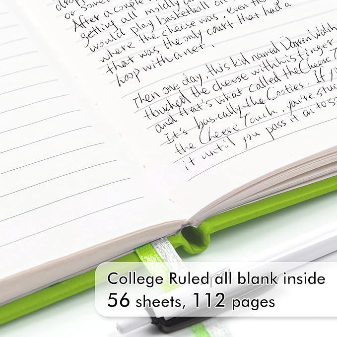 feela 6 Pack Pocket Small Notebooks Bulk, Mini Cute Memo Notepads Hardcover College Ruled Lined Journals with Pen Holder for Women Girls Office School, with 6 Black Pens, 3.5”x 5.5”, A6, Green-DeskLoop Office