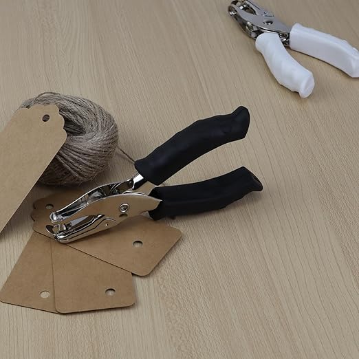 1/4” Circle Shaped Hole Puncher,Handheld Single Hole Punch with Black Soft Grip Handle,One Hole Paper Punch for Paper Crafts Tag in Home, Office, Classroom.-DeskLoop Office