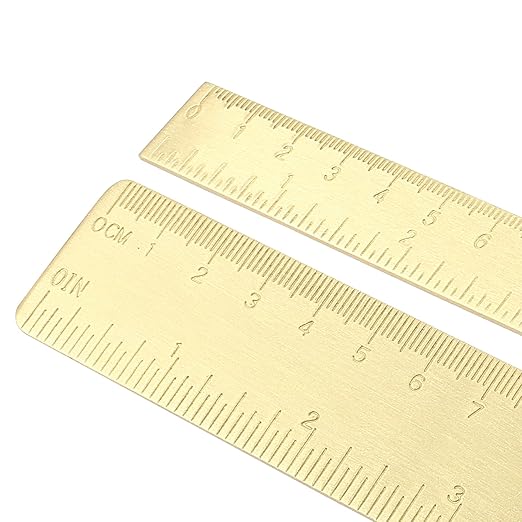 Straight Brass Ruler Set Vintage Metal Double-Sided Scale Ruler 4 Inch & 6 Inch, Metric Measurement Tool Drawing Measuring Tool (2 Pack)-DeskLoop Office