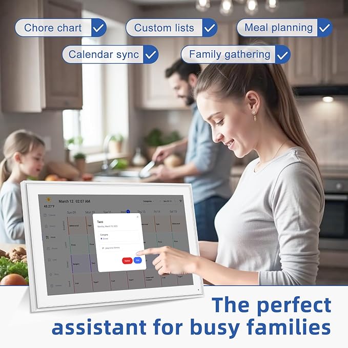 21.5 Inch Digital Calendar, Electronic Chore Chart, Smart Weekly and Monthly Planner 1920 * 1080P IPS Touchscreen Wall and Desk Calendar for Family Schedules, White-DeskLoop Office