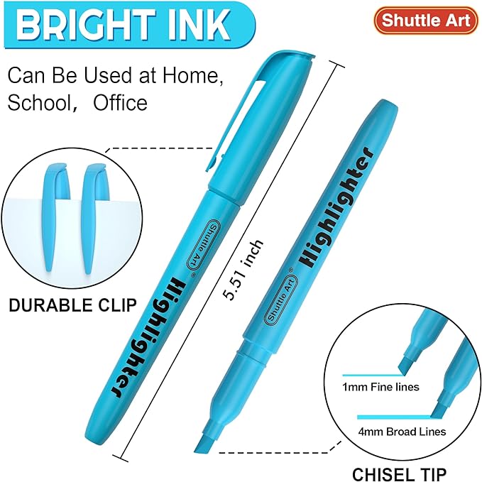 Shuttle Art 288 Pack Highlighters, Highlighters Assorted Colors Set, 8 Bright Colors Chisel Tip Dry-Quickly Non-Toxic Highlighter Markers Bulk for Adults Kids Highlighting in Home School Office-DeskLoop Office