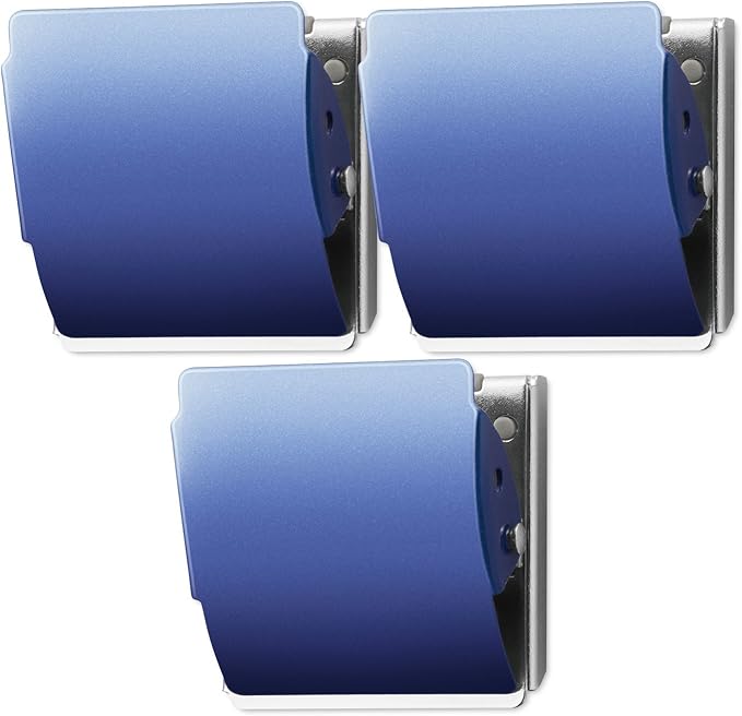 Extra Strong Magnetic Clips for Refrigerator and More, Large Blue, 3-Pack-DeskLoop Office