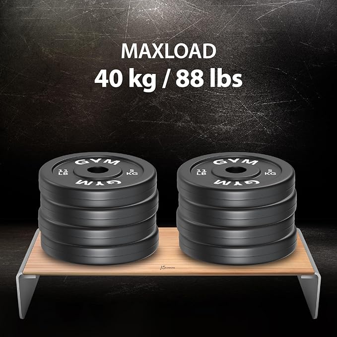 j5create Premium Monitor Stand, Made with Elegant Wood and Sleek Aluminum Material, Display/TV/Screen/Printer/Laptop Riser, Max Load 88 lbs/ 40 kg (JCT125)-DeskLoop Office