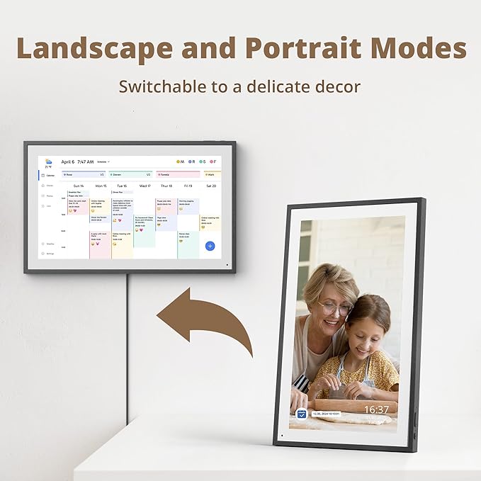 Dragon Touch 15.6" Digital Calendar Chore Chart – 1080P Full HD Interactive Touchscreen, Smart Family Planner, Hearth Display Digital Calendar Wall & Desk Mountable for Seamless Scheduling Black-DeskLoop Office