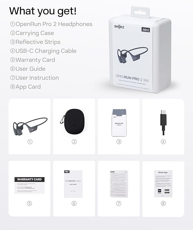 SHOKZ New OpenRun Pro 2 - Open-Ear, Bone Conduction Sport Headphones - with Reflective Strip - Sweat Resistant, Workout Headphones - Secure, Wireless, Comfortable Fit-Deep Bass and Smart Mic App-DeskLoop Office