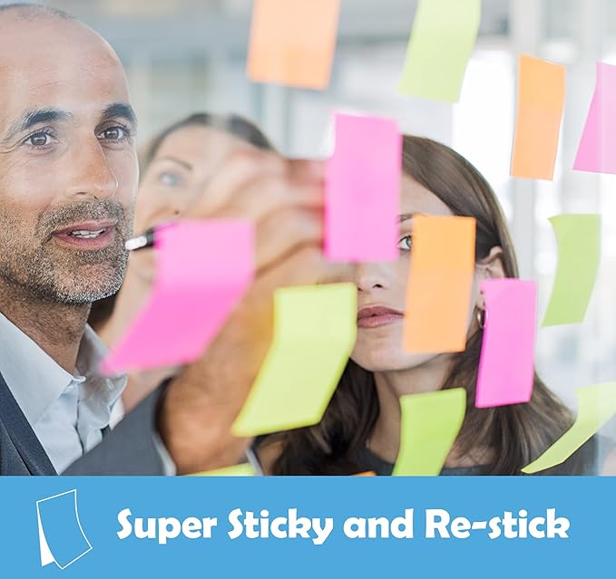24 Pack Sticky Notes Small,2 x 1.5In Super Sticking Power Memo Pads,12 Assorted Colors Self-Stick Pads,100 Sheets/Pad Strong Adhesive Notes for Home,School,Office,Use on Walls,Doors,Windows-DeskLoop Office