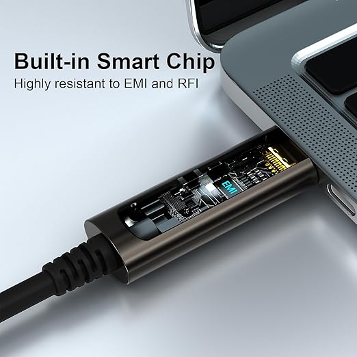 GeoHN.G USB C to C Fiber Optic Cable 50M/165FT, USB 3.2 10Gbps Long Distance Data Transfer USB C Extension Cable for VR, Camera, Mini PC, Laptop, Webcam, Printer and More-DeskLoop Office