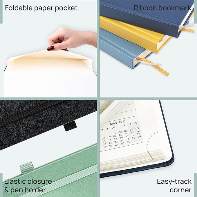 POPRUN Planner 2025-2026, (Large 8.5'' x 10.5'' Hard Cover) Academic Calendar (July 25-June 26) Daily Weekly and Monthly Appointment Book with Hourly Time Slots, Monthly Tabs, 100 GSM - Burgundy-DeskLoop Office