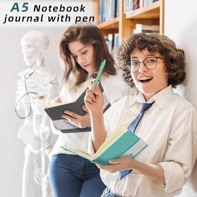 Coopay 6 Pack A5 Journal Notebook with 6 Pens Bulk Classic Ruled Hardcover Leather Journal Set with Pen Holder for Men Women Writing, Office, Home, School, College, Business, 8.3” x 5.5” (6 Colors)-DeskLoop Office