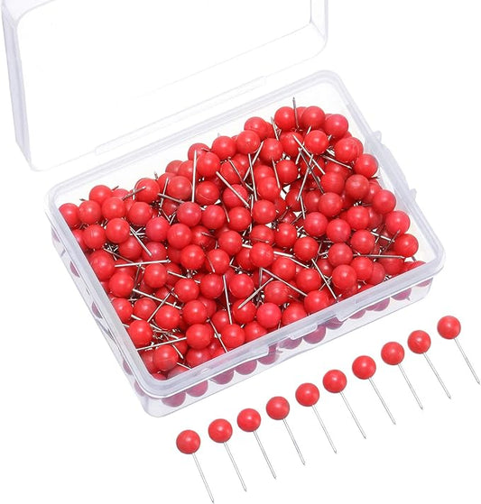 Map Tacks Push Pins Small Size 300 Packs (Red, 1/5 Inch)-DeskLoop Office