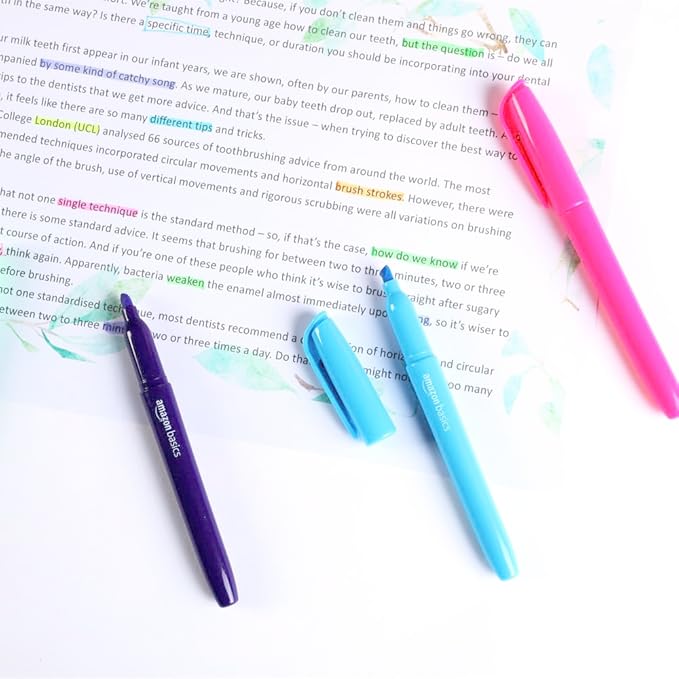 Amazon Basics Highlighters, Fluorescent Ink, Chisel Tip, School Supplies, 24 Pack, Multicolor-DeskLoop Office