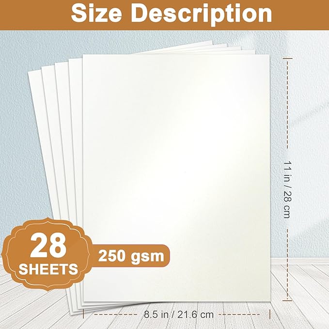 28 Sheets Cream Shimmer Cardstock 8.5 x 11 Off White Paper, 92lb Heavyweight Glossy Paper Card Stock for DIY Cards Making, Business Cards, Wedding Invitations, School Crafting, Menus-DeskLoop Office
